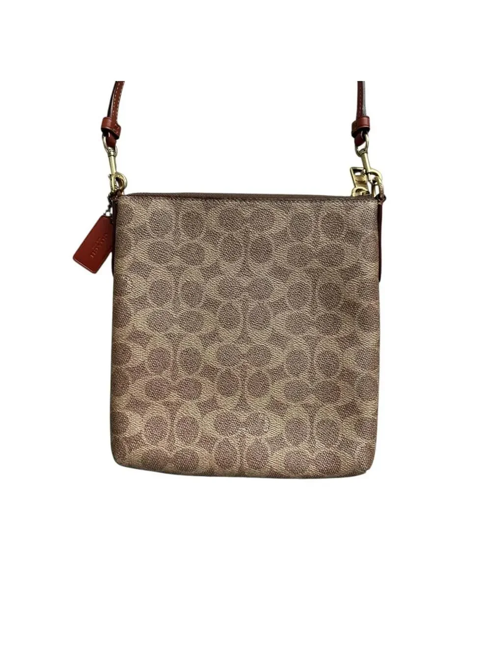 Coach Kitt Messenger Crossbody in Brown Colorblock Signature Canvas